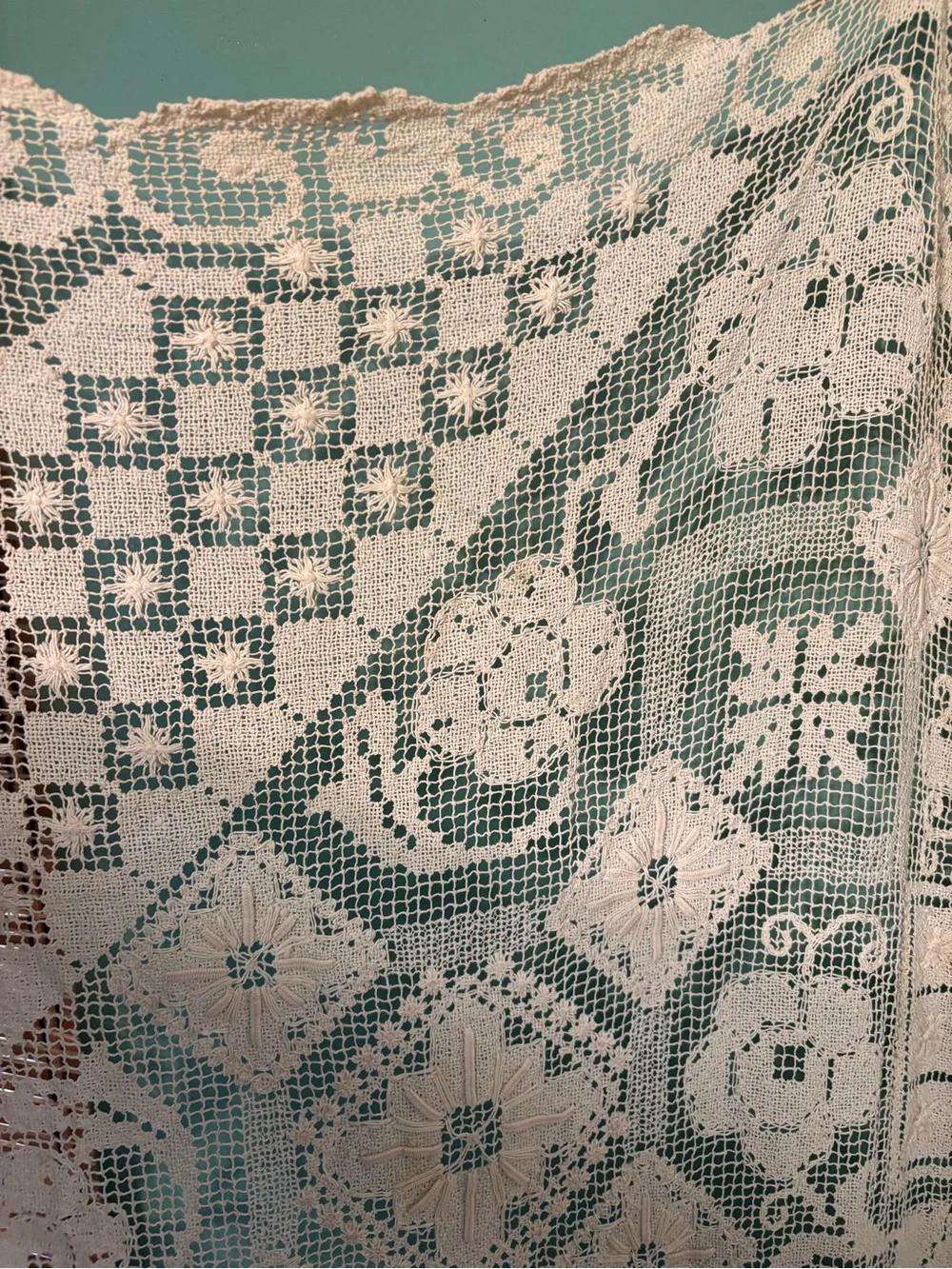 Antique Edwardian Crochet Tablecloth